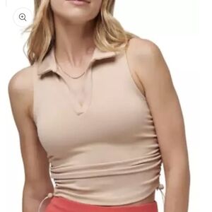 NWT.Travis Mathew Women's Beige Collared Tank Top Size XS